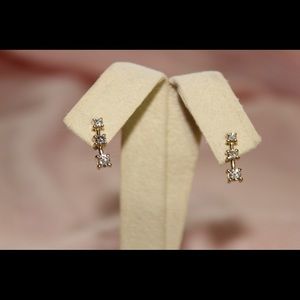 Solid 14kt Yellow Gold Diamond Earrings